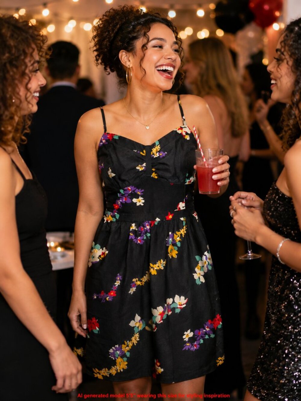 American Eagle Sz 12 Floral Corset Sundress Y2K Whimsigoth Black